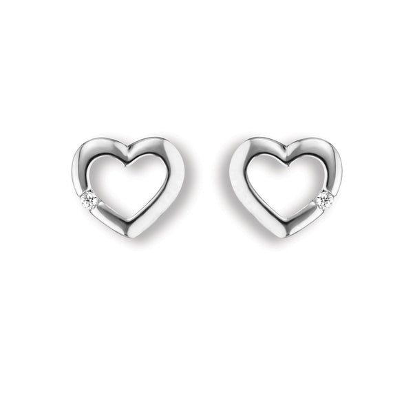 Herz Ohrstecker Silber Zirkonia