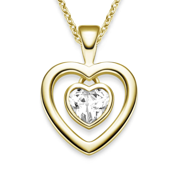 Herzkette Gelbgoldvergoldet Zirkonia 1