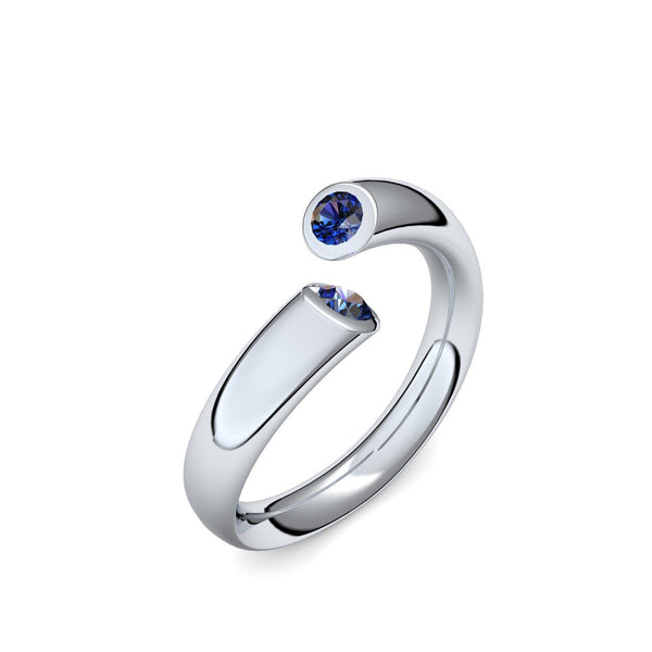 Damenring Offen Weissgold Saphir