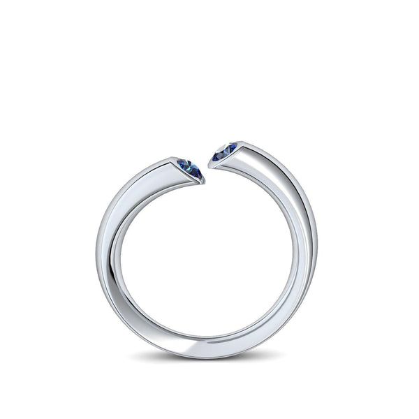 Damenring Offen Weissgold Saphir