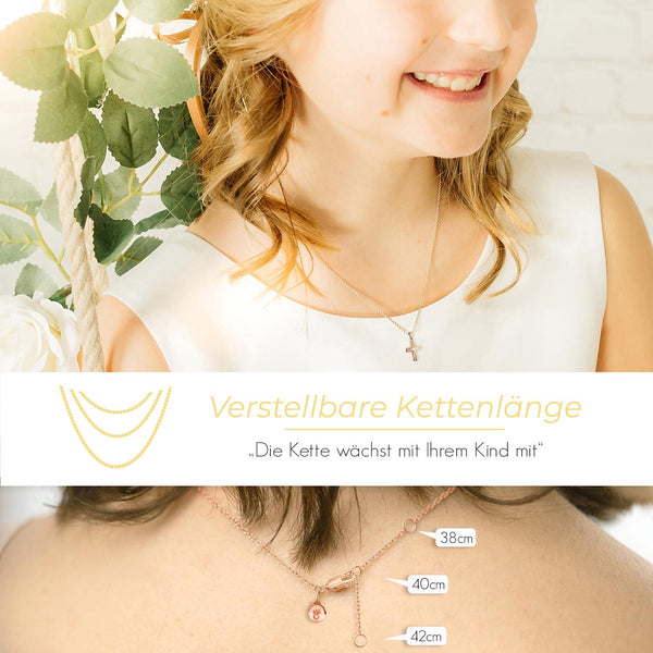 Halskette Kreuz Rosegoldvergoldet Zirkonia