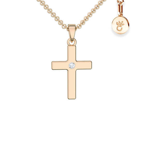 Kreuz Kette Damen Rosegoldvergoldet Zirkonia