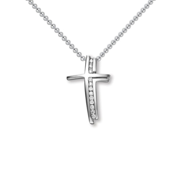 Kreuzkette Silber Zirkonia