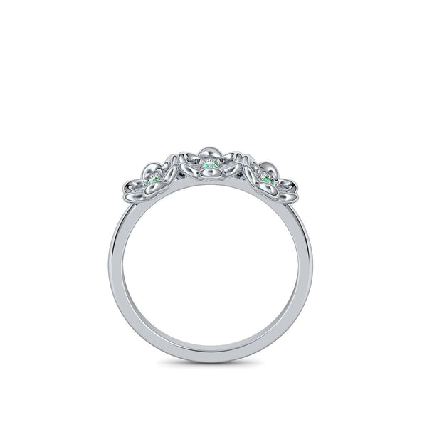 Verlobungsring Blume Weissgold Smaragd