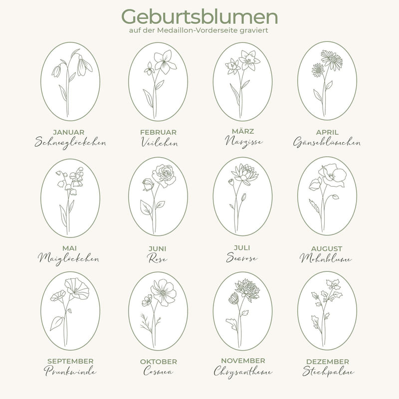 Oval - Geburtsblume - Silber 925