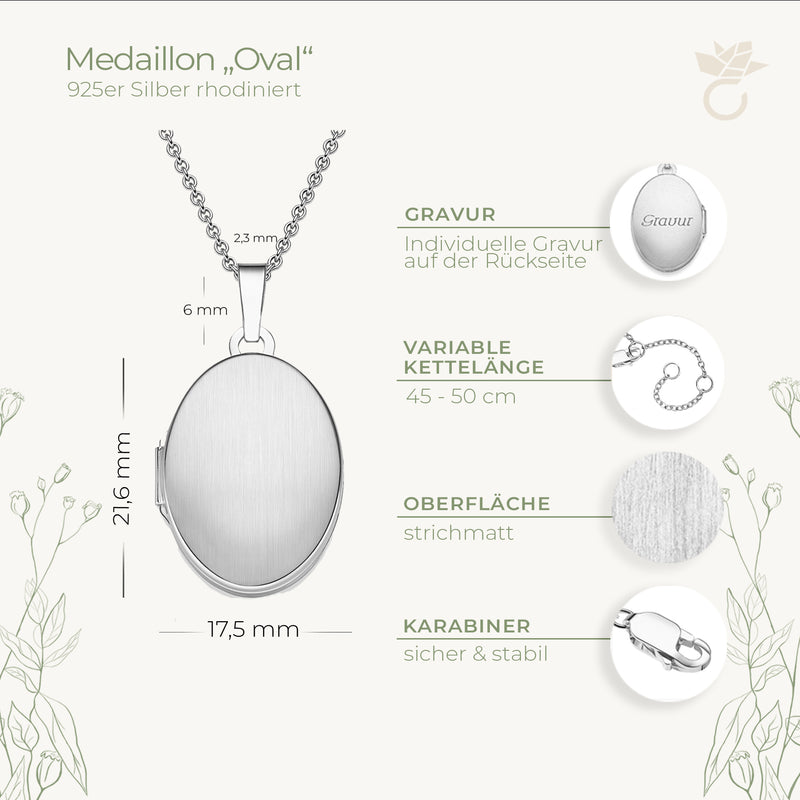 Oval - Geburtsblume - Silber 925