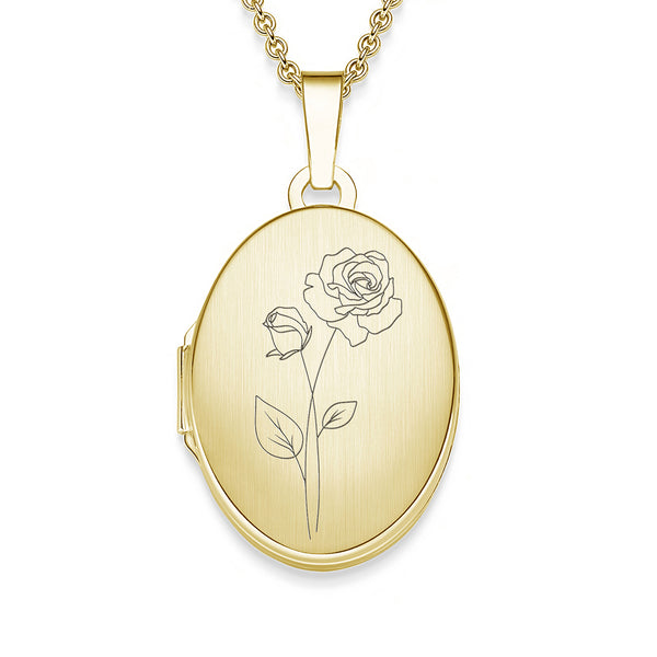 Oval - Geburtsblume - Gelbgold vergoldet