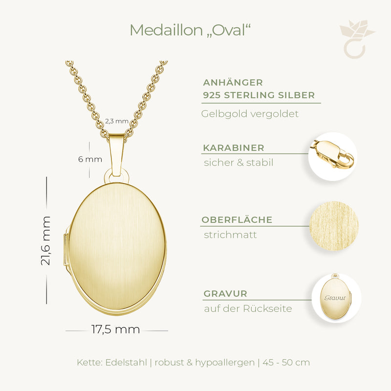 Oval - Gelbgold vergoldet