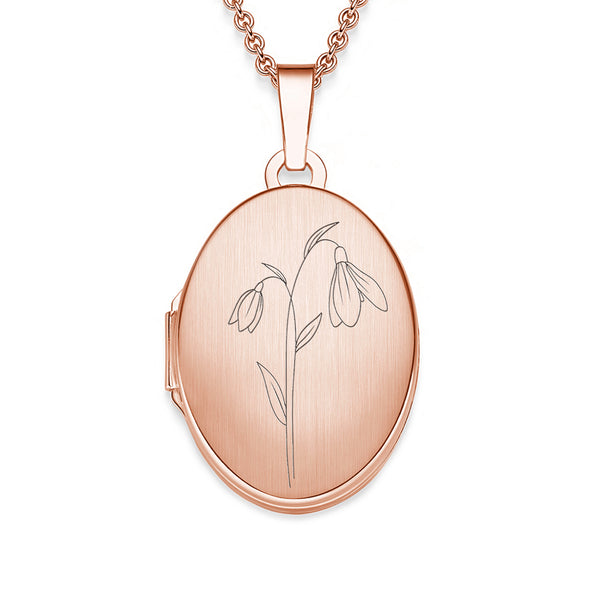Oval - Geburtsblume - Rosegold vergoldet