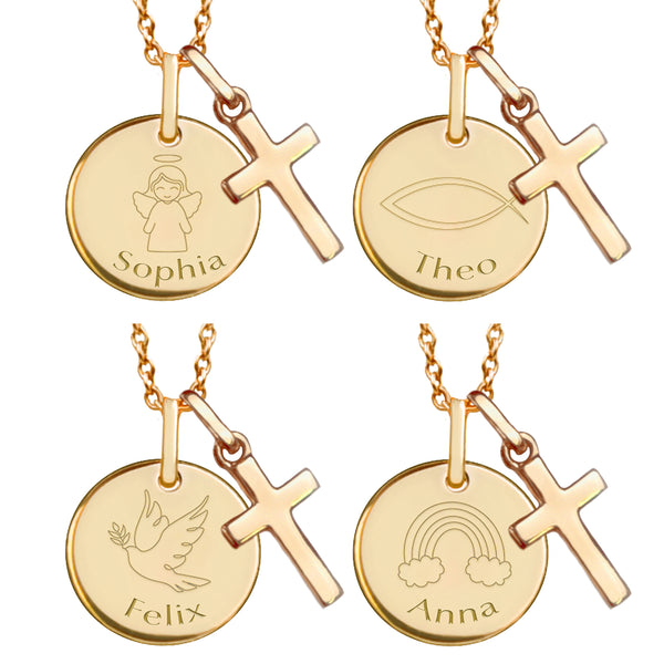 Mini Cross Charm - Gelbgold vergoldet