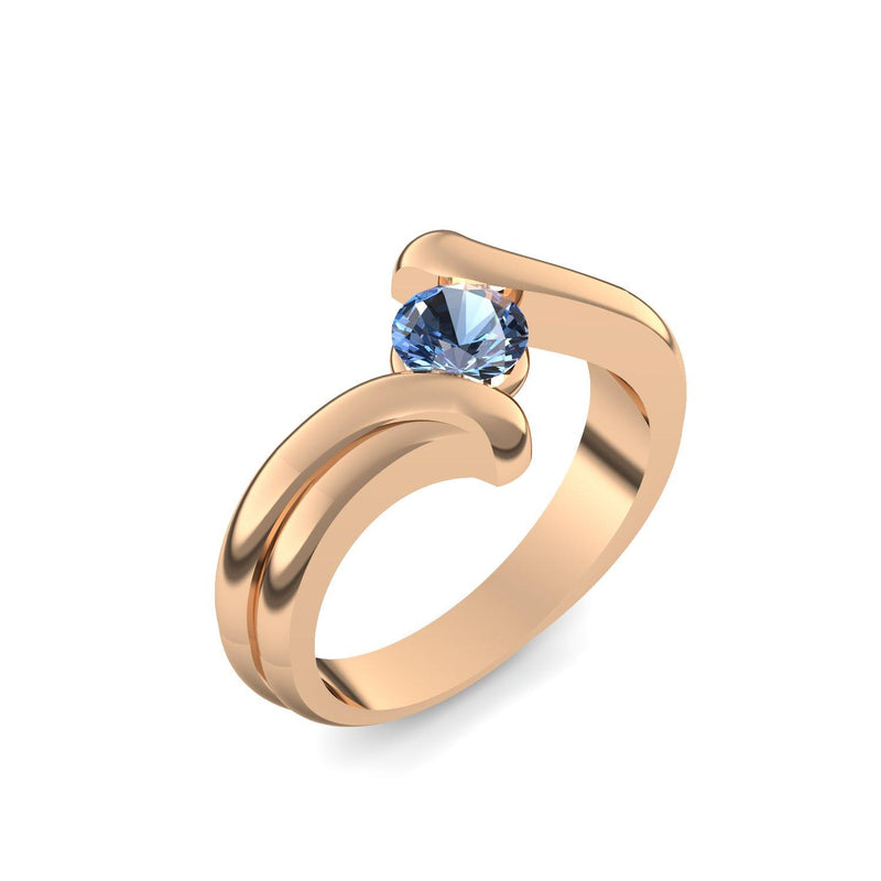 Antragsring Rosegold Blautopas