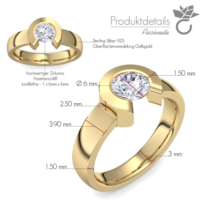 Damen Ring Gelbgoldvergoldet Zirkonia