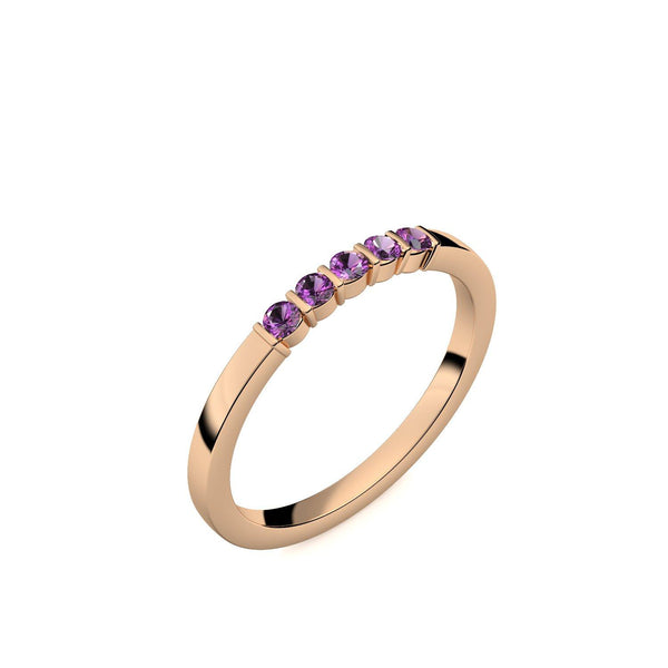 Damen Ring Rosegoldvergoldet Amethyst
