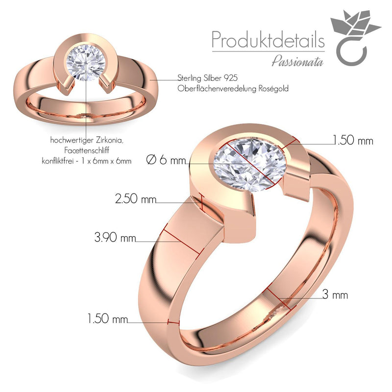 Damen Ring Rosegoldvergoldet Zirkonia