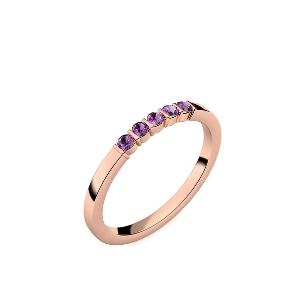 Damen Ring Rotgoldvergoldet Amethyst