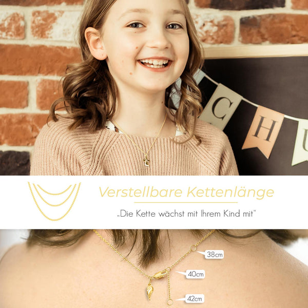 Damenhalskette Engel Gelbgoldvergoldet Zirkonia