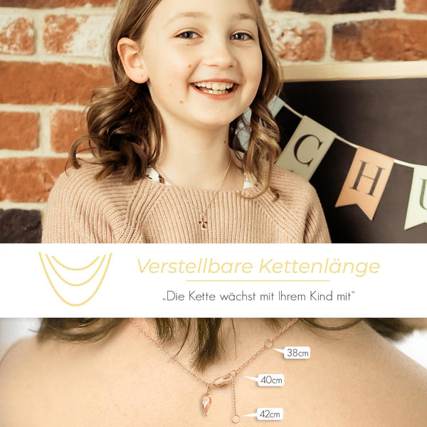 Damenhalskette Engel Rosegoldvergoldet Zirkonia