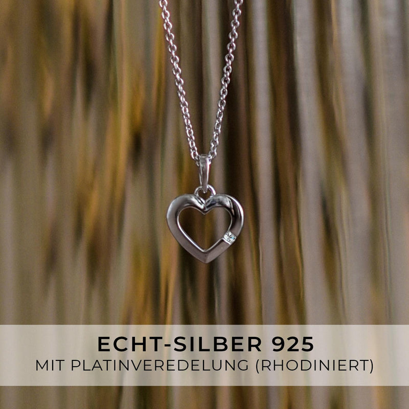 Damenkette Herz Silber Zirkonia