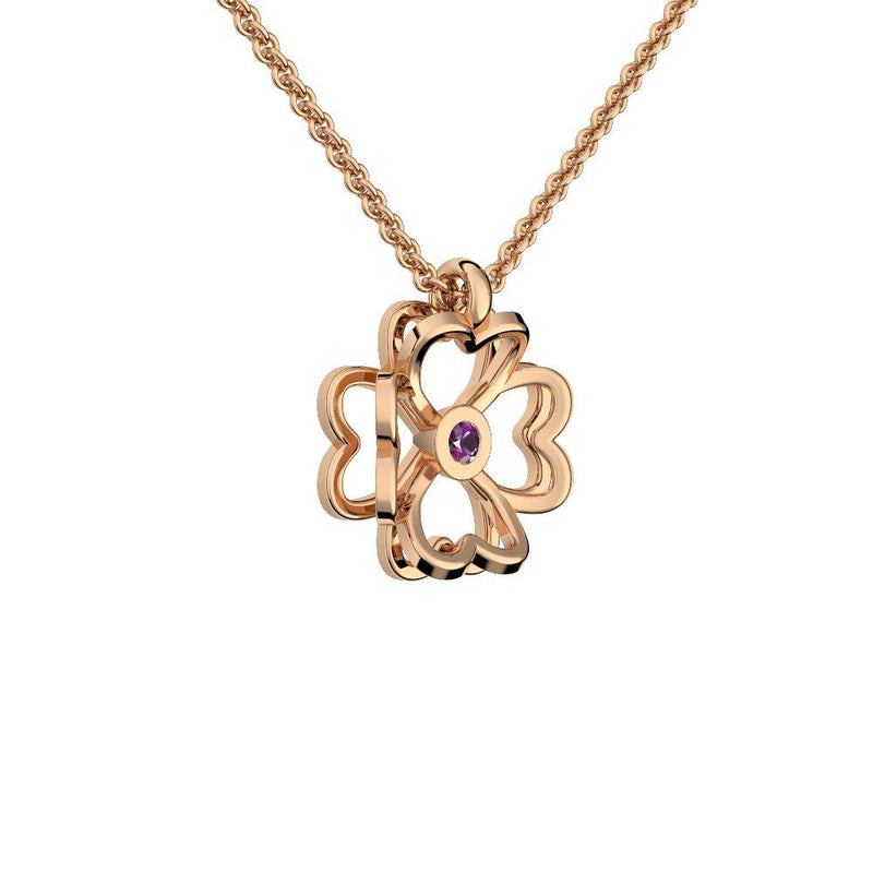 Halskette Kleeblatt Rosegold Amethyst