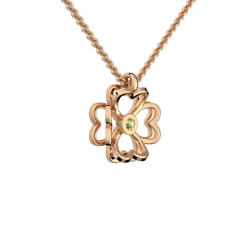 Halskette Kleeblatt Rosegold Peridot