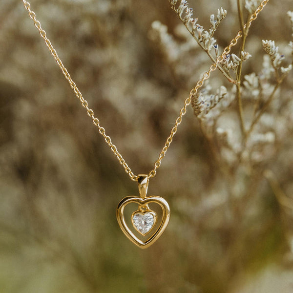 Herzkette Gelbgoldvergoldet Zirkonia 1