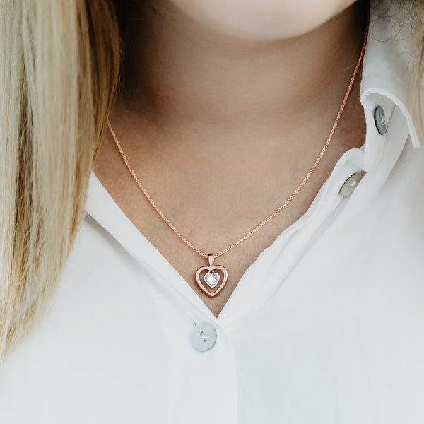 Herzkette Rosegoldvergoldet Zirkonia 1