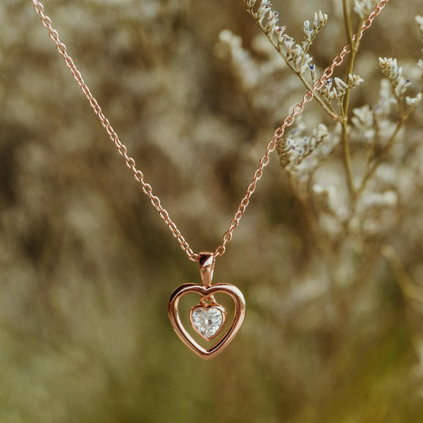 Herzkette Rosegoldvergoldet Zirkonia 1