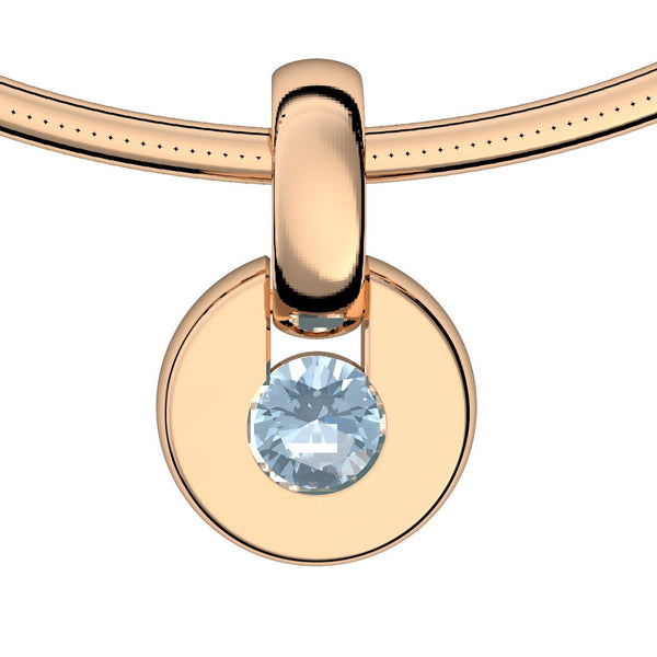 Kette Anhaenger Rund Rosegoldvergoldet Aquamarin