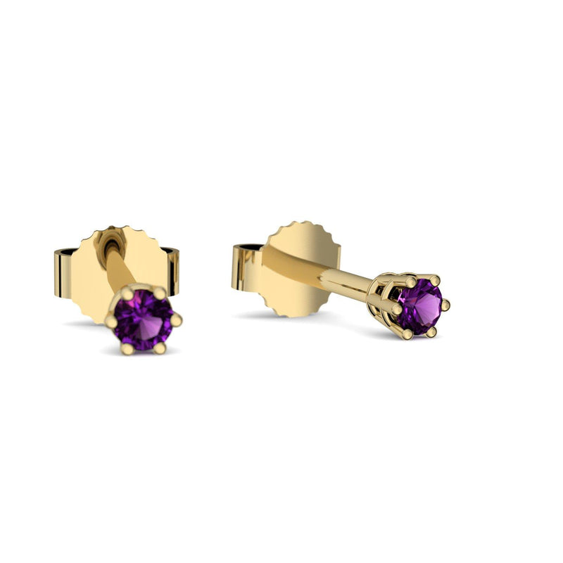 Ohrstecker Damen Klein Gelbgold Amethyst