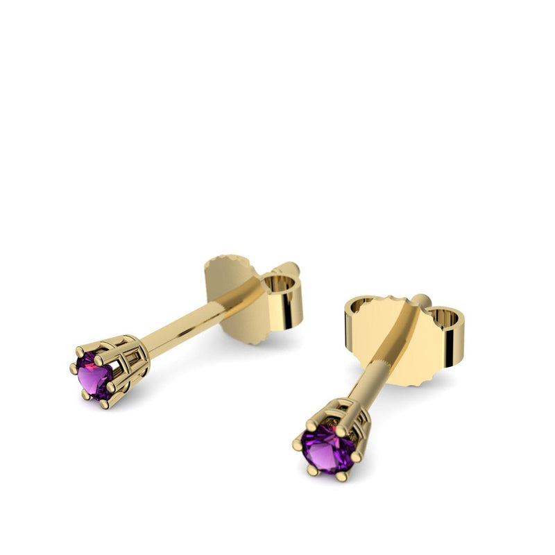 Ohrstecker Damen Klein Gelbgold Amethyst