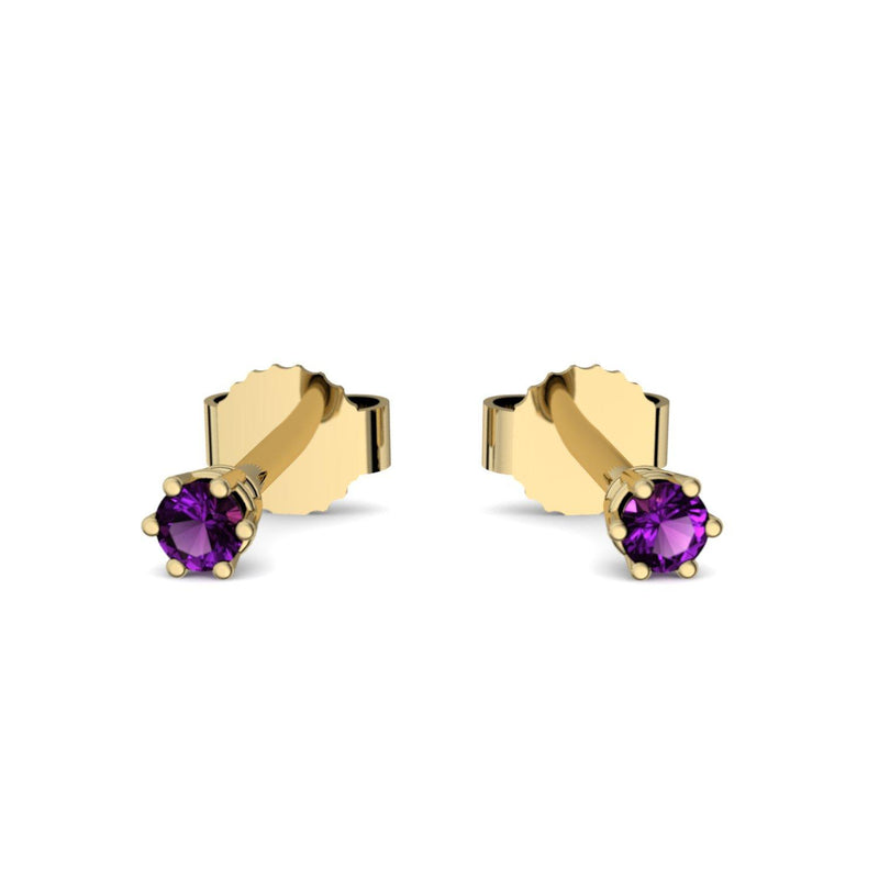 Ohrstecker Damen Klein Gelbgold Amethyst