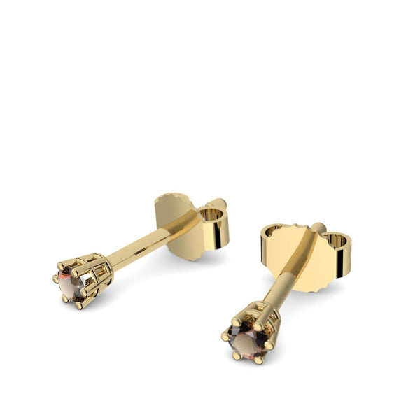 Ohrstecker Damen Klein Gelbgold Rauchquarz