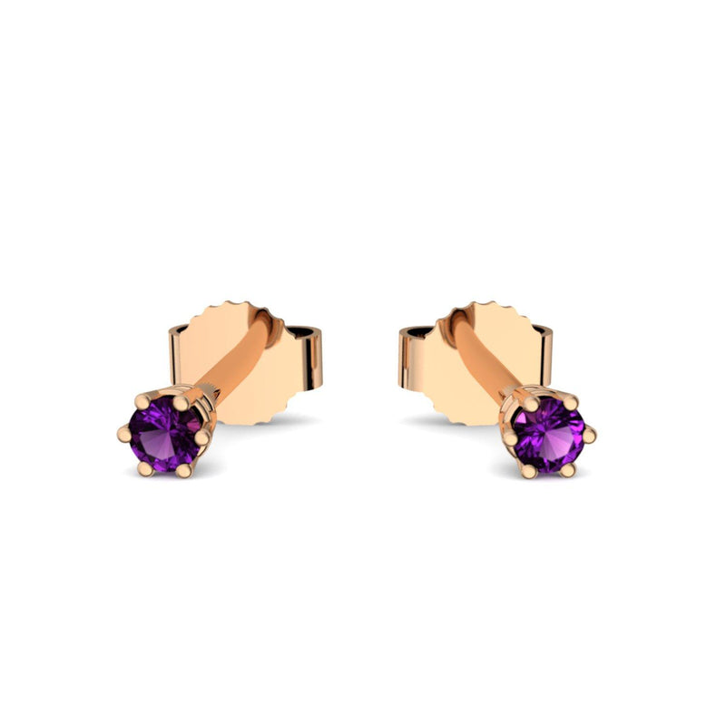 Ohrstecker Damen Klein Rosegold Amethyst