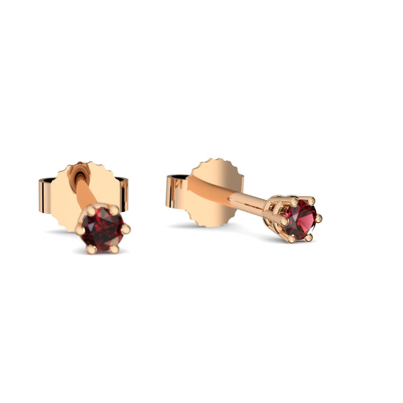 Ohrstecker Damen Klein Rosegold Granat