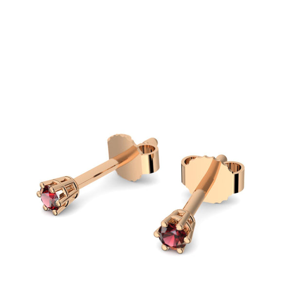 Ohrstecker Damen Klein Rosegold Granat