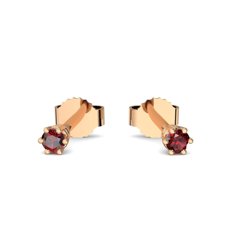 Ohrstecker Damen Klein Rosegold Granat