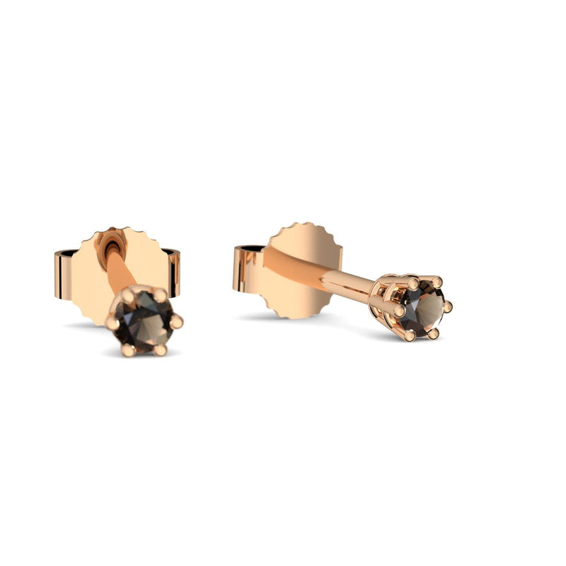 Ohrstecker Damen Klein Rosegold Rauchquarz