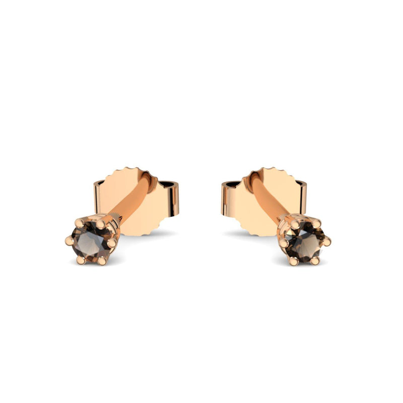 Ohrstecker Damen Klein Rosegold Rauchquarz