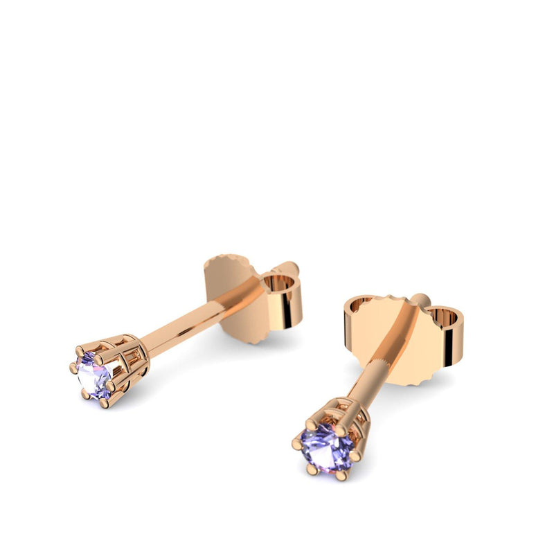 Ohrstecker Damen Klein Rosegold Tansanit