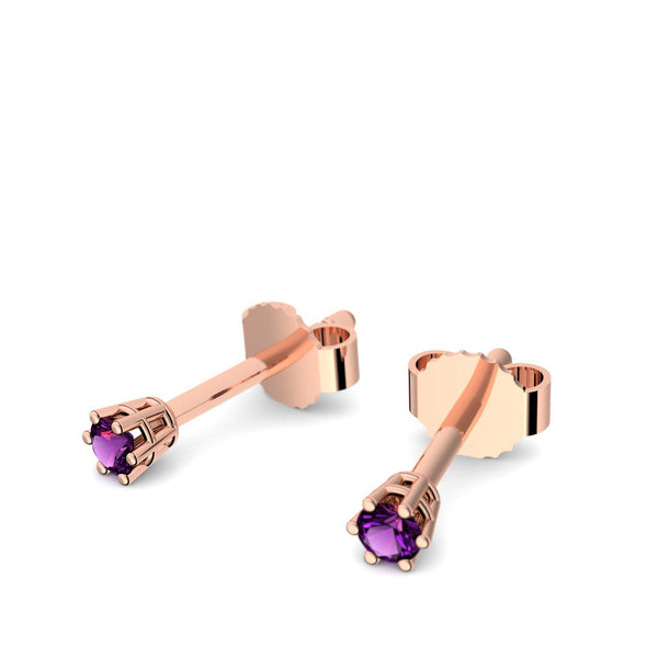 Ohrstecker Damen Klein Rotgold Amethyst