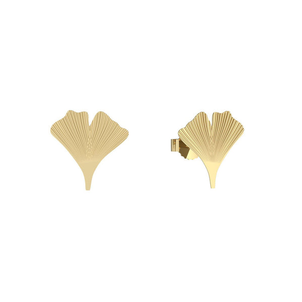 Ohrstecker Ginko Blatt Gelbgoldvergoldet