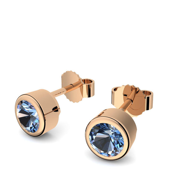 Ohrstecker Rosegoldvergoldet Blautopas