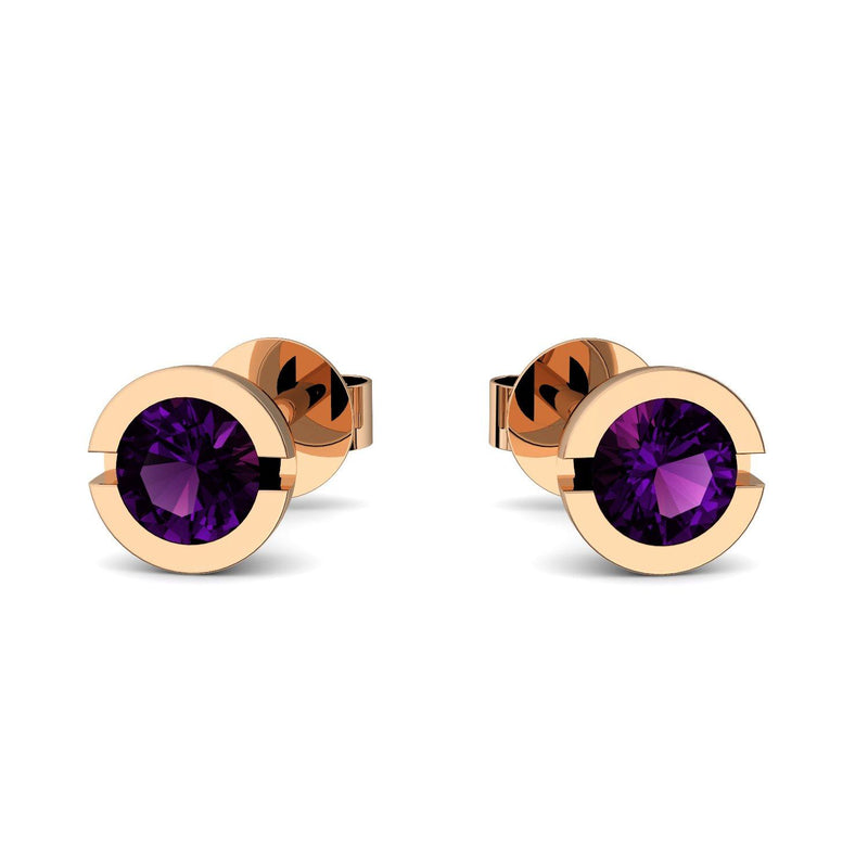 Ohrstecker Rund Rosegold Amethyst