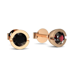 Ohrstecker Rund Rosegold Granat