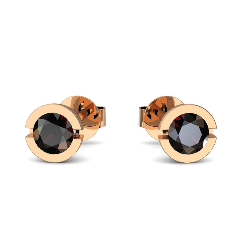 Ohrstecker Rund Rosegold Granat