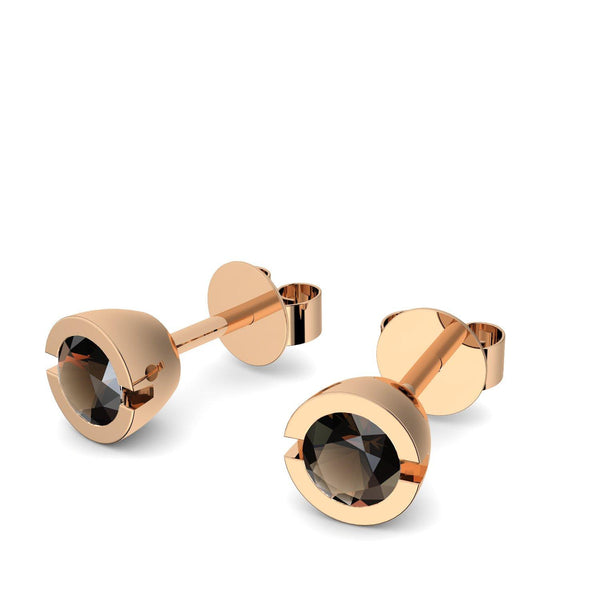 Ohrstecker Rund Rosegold Rauchquarz