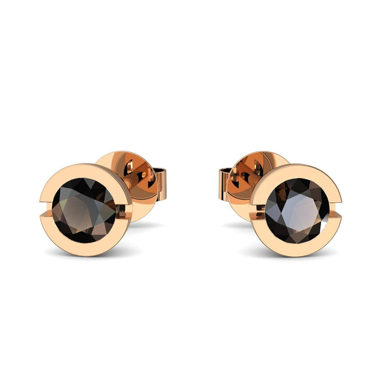 Ohrstecker Rund Rosegold Rauchquarz