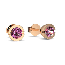 Ohrstecker Rund Rosegold Turmalinpink