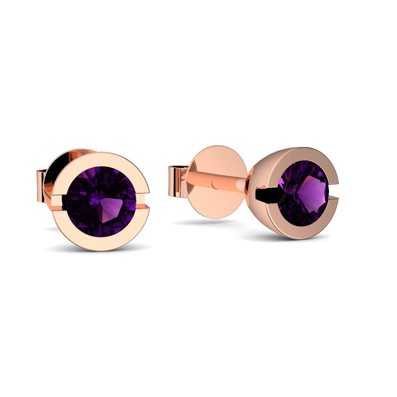 Ohrstecker Rund Rotgold Amethyst