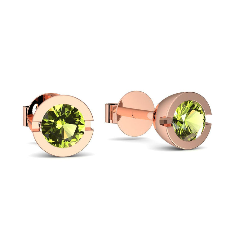 Ohrstecker Rund Rotgold Peridot